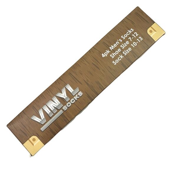 Vinyl Socks 4-Pack Men’s Crew Socks - Shoe Size 7-12 (Sock Size 10-13) - Picture 4 of 4